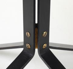 Carlo Ratti Carlo Ratti Geometric Walnut Round Table with Iron Base Italy 1950s - 4610548