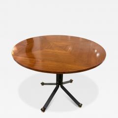 Carlo Ratti Carlo Ratti Geometric Walnut Round Table with Iron Base Italy 1950s - 4614275