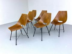 Carlo Ratti Set of 6 Dining Room Chairs by Carlo Ratti in Bended Wood and Metal Italy 1954 - 3188352