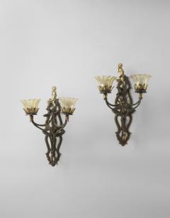 Carlo Rizzarda Pair of Wrought Iron Wall Lights - 4608500