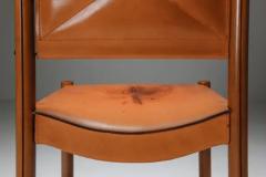Carlo Scarpa Cognac Leather Dining Chairs Italy 1960s - 3441385