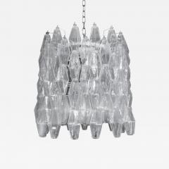 Carlo Scarpa DRUM SHAPED CLEAR POLIEDRI BLOWN MURANO GLASS CHANDELIER - 1776029