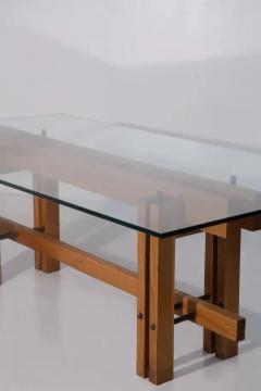 Carlo Scarpa Dining table attr to Carlo Scarpa geometric with glass top - 3963906