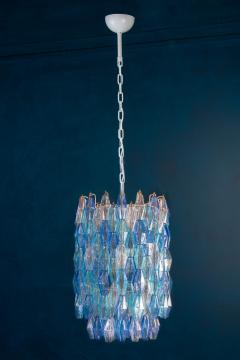 Carlo Scarpa Great Pair of Murano Glass Sapphire Colored Poliedri Chandelier Style C Scarpa - 2085890