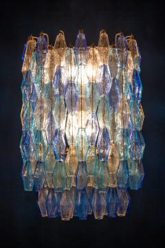 Carlo Scarpa Great Pair of Murano Glass Sapphire Colored Poliedri Chandelier Style C Scarpa - 2085892
