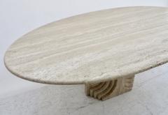 Carlo Scarpa Italian Travertine Oval Top Samo Fluted Carved Base Dining Table Carlo Scarpa - 1117159