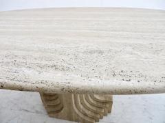 Carlo Scarpa Italian Travertine Oval Top Samo Fluted Carved Base Dining Table Carlo Scarpa - 1117161