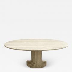 Carlo Scarpa Italian Travertine Oval Top Samo Fluted Carved Base Dining Table Carlo Scarpa - 1117401