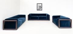 Carlo Scarpa Mid Century Blue Velvet Cornaro Sofa by Carlo Scarpa for Gavina - 2995079