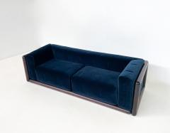 Carlo Scarpa Mid Century Blue Velvet Cornaro Sofa by Carlo Scarpa for Gavina - 2995082