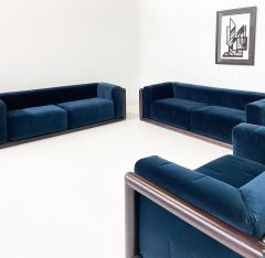 Carlo Scarpa Mid Century Blue Velvet Cornaro Sofa by Carlo Scarpa for Gavina - 2995083