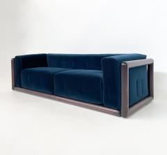 Carlo Scarpa Mid Century Blue Velvet Cornaro Sofa by Carlo Scarpa for Gavina - 2995085