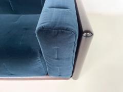 Carlo Scarpa Mid Century Blue Velvet Cornaro Sofa by Carlo Scarpa for Gavina - 2995087