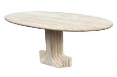 Carlo Scarpa Mid Century Italian Modern Oval Travertine Marble Dining Table by Carlo Scarpa - 2560107