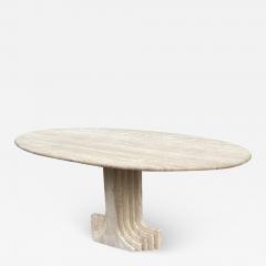 Carlo Scarpa Mid Century Italian Modern Oval Travertine Marble Dining Table by Carlo Scarpa - 2561609