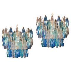 Carlo Scarpa Murano Glass Poliedri Sapphire Colored Chandelier in the Style of Carlo Scarpa - 2967020