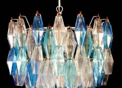 Carlo Scarpa Murano Glass Sapphire Colored Poliedri Chandelier in the Style C Scarpa - 1898433