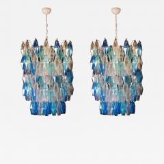 Carlo Scarpa Murano Glass Sapphire Colored Poliedri Chandelier in the Style C Scarpa - 1899953