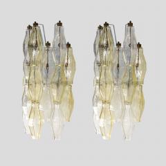 Carlo Scarpa Pair Of Carlo Scarpa Design For Venini Wall Lights Amber And Clear Glass - 3548617