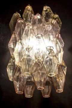 Carlo Scarpa Pair of Pink and Amber Poliedri Sconces Carlo Scarpa Venini Variation 1980 - 3425713