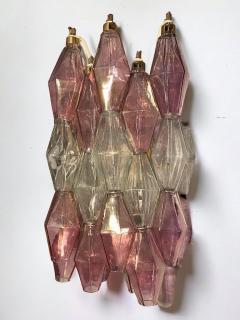 Carlo Scarpa Pair of Pink and Clear Poliedri Sconces Carlo Scarpa Venini Variation 1980 - 3459308