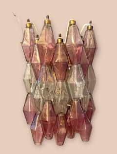 Carlo Scarpa Pair of Pink and Clear Poliedri Sconces Carlo Scarpa Venini Variation 1980 - 3459309