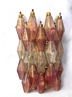 Carlo Scarpa Pair of Pink and Clear Poliedri Sconces Carlo Scarpa Venini Variation 1980 - 3459311
