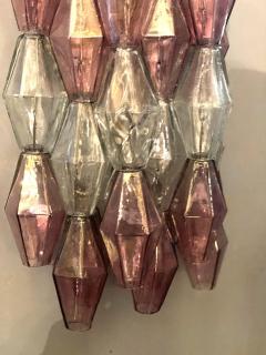 Carlo Scarpa Pair of Pink and Clear Poliedri Sconces Carlo Scarpa Venini Variation 1980 - 3459319