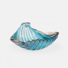 Carlo Scarpa Rare Sculptural Blue Glass Shell Dish by Carlo Scarpa for Venini - 4584449