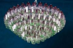 Carlo Scarpa Striking Poliedri Pink and Green Murano Glass Chandelier 1970 - 2155191