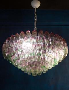 Carlo Scarpa Striking Poliedri Pink and Green Murano Glass Chandelier 1970 - 2155193