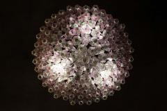 Carlo Scarpa Striking Poliedri Pink and Green Murano Glass Chandelier 1970 - 2155194