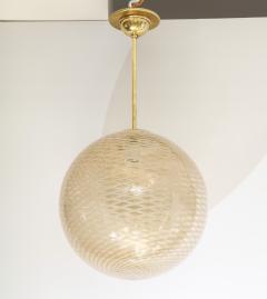 Carlo Scarpa Venini 1930s reticello glass globe chandelier - 1014025