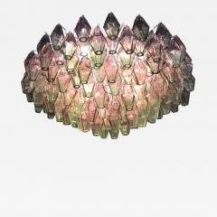 Carlo Scarpa Venini Poliedri Carlo Scarpa Pink and Green Murano Glass Chandelier 1955 - 1446588