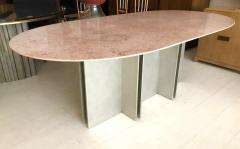 Carlo Scarpa Vintage Aluminum and Rosa Breccia Marble Dining Table - 2713795