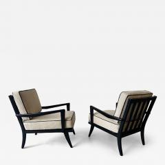 Carlo de Carli Carlo di Carli A Pair of Black Lacquer Arm Chairs Carlo diCarli 1950s - 4710168