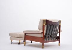 Carlo de Carli Carlo di Carli Beige Midcentury Lounge Chair with Ottoman Model Sella by Carlo de Carli - 1961386