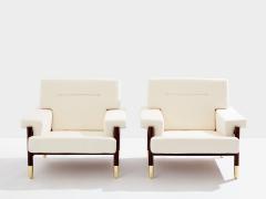 Carlo de Carli Carlo di Carli Carlo De Carli pair of armchairs rosewood brass leather 1966 - 4124679