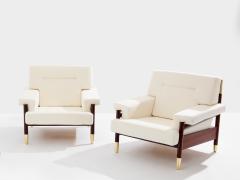 Carlo de Carli Carlo di Carli Carlo De Carli pair of armchairs rosewood brass leather 1966 - 4124680