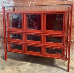 Carlo de Carli Carlo di Carli Carlo de Carli Rare Red Lacquered Wood Showcase or Credenza Italy 1950s - 2616299