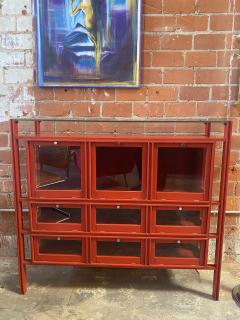 Carlo de Carli Carlo di Carli Carlo de Carli Rare Red Lacquered Wood Showcase or Credenza Italy 1950s - 2616302