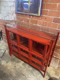 Carlo de Carli Carlo di Carli Carlo de Carli Rare Red Lacquered Wood Showcase or Credenza Italy 1950s - 2616307