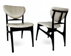Carlo de Carli Carlo di Carli Carlo di Carli Modern Ebonized Wood and Faux Beige Snakeskin Side Chairs - 4274217