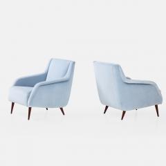 Carlo de Carli Carlo di Carli Pair of Lounge Chairs Model 802 in Light Blue Velvet by Carlo de Carli - 3230713