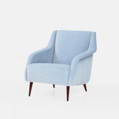 Carlo de Carli Carlo di Carli Pair of Lounge Chairs Model 802 in Light Blue Velvet by Carlo de Carli - 3230717