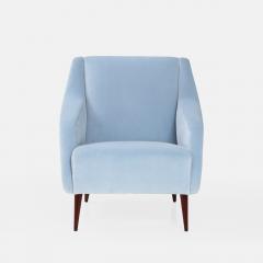 Carlo de Carli Carlo di Carli Pair of Lounge Chairs Model 802 in Light Blue Velvet by Carlo de Carli - 3230720