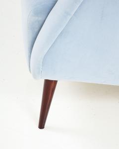 Carlo de Carli Carlo di Carli Pair of Lounge Chairs Model 802 in Light Blue Velvet by Carlo de Carli - 3230721