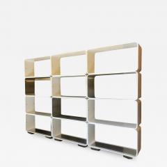 Carlo de Carli Late 20th Century Italian White Wood Brass Bookcase Carlo de Carli for Fiarm - 1676073