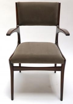 Carlo de Carli Set of 12 Carlo de Carli 1950s Velvet Dining Chairs with Arms - 283387