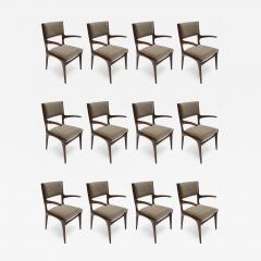 Carlo de Carli Set of 12 Carlo de Carli 1950s Velvet Dining Chairs with Arms - 284576